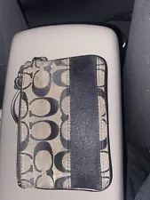 Pre-owned grey and black Coach wallet for sale