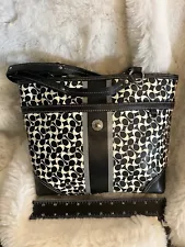 Coach Signature Town Tote monogram Black And White Bag