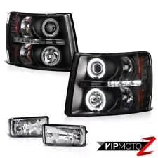 07-13 GMT900 Chevy Truck Black CCFL Projector Headlights/OE Style Clear Fog Lamp