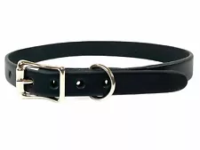 1/2" Wide Plain Genuine Black Leather Choker Collar Necklace Roller Buckle