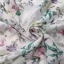 53''Wide By Yard Floral Mulberry Silk Cotton Gauze Shirt Fabric Lining Natural