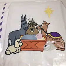 Embroidered Magic Pillow Case Christmas Nativity By Mistletoe Traditions retired