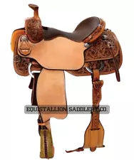 Ebay Exclusive: Western Leather Roper Ranch Saddle, Hand-Tooled & Suede Seating