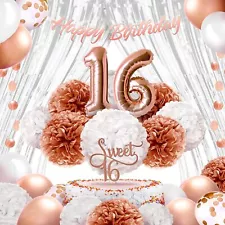 EpiqueOne 41-Piece Rose Gold Sweet 16 Birthday Decoration for Girls