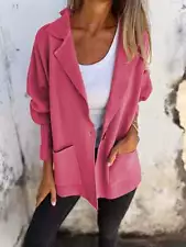 Womens Casual Lapel Jacket With Pockets Versatile Coat