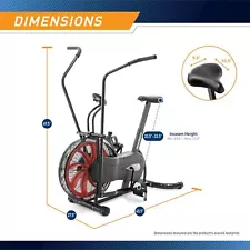 Air-Resistance Exercise Fan Bike with Dual Action Handlebars