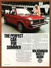 1980 Volkswagen Rabbit Convertible Vintage Print Ad/Poster Car Man Cave Bar Art