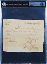 George Washington Signed 6x7.5 1787 Potomac Company Pay Order BAS Slabbed