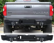 Vijay Texture Black Rear Bumper with LED Lights+D-Ring Fit 2014-2021 Tundra XK50