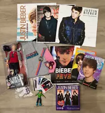 EXCEPTIONAL LOT- Justin Bieber -Doll/clothes/books/shirt/watch/calendars++++