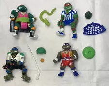 TEENAGE MUTANT NINJA TMNT Vintage 1991 Sewer Sports All Star Turtles lot weapons