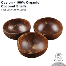 3 Pcs Ceylon Natural Creative Coconut Shell Wooden Bowl Sri Lanka Premium Coco