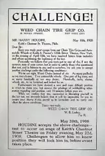 Photo,Challenge!,Weed Chain Tire Grip Company,New York City,Harry Houdini,1908