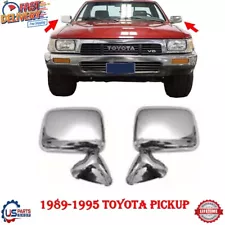 Manual Mirrors Left & Right Side Chrome Set of 2 New For 1989-1995 Toyota Pickup (For: 1992 Toyota Pickup SR5)