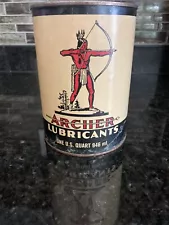 Vintage (01) quart Archer Lubricants cardboard oil can- FULL-RARE!!