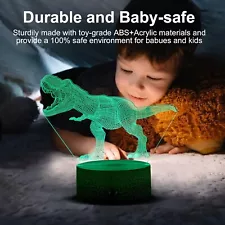 Dinosaur Night Light T-Rex 3D Illusion 16 Colors Changing Lamp (3 Patterns)