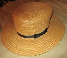 Amish Straw Hat Handmade Lancaster Pa 22" Inside Circumference Small Farm Hat