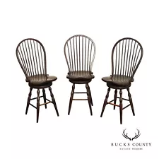 Custom Quality Three Swivel Windsor Counter Stools