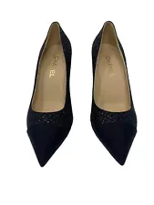 Chanel Shoes Pointed Toe Pumps G33085 Gabrielle Coco Black Tweed Size 41