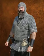 Chainmail Shirt, Viking Aluminum Butted Antique Chain Mail Shirt For Men Armor b