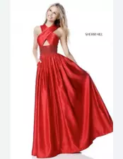 $550 Sherri Hill Red Rhinestone Waist Prom Pageant Evening Dress 2