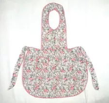 NOS Vtg 50s Fruit of the Loom Full Bib Apron Pink Roses Paisley RicRac Kitchen