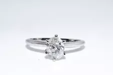 $7,000 14K WHITE GOLD 1.02CT NATURAL OVAL CUT DIAMOND SOLITAIRE ENGAGEMENT RING