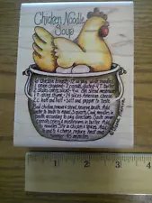 2000 Stampassions Dianna Marcum CHICKEN NOODLE SOUP Rubber Stamp Rare