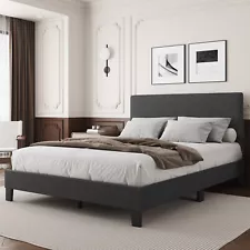 Queen Bed Frame, Lifezone Queen Size Dark Gray Upholstered Bed US Only SALE!