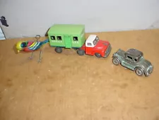 Antique Toy Lot Cast Iron Car Tin Bird Tin Truck and Trailer 13681