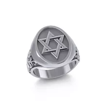 Star of David Signet Ring 925 Sterling Silver Fine Jewish Faith Men's Jewelry