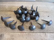 25 DECORATIVE NAILS CLAVOS HAND FORGED MEDIEVAL TACKS 1 1/8" BLACK PRIMITIVE