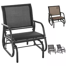 Outdoor Glider with Comfort Curved Armrests and Steel Frame