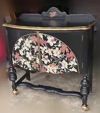 Absolutely beautiful, recently refinished liquor cabinet with floral details