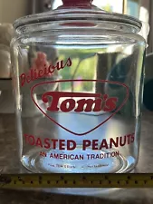 Vintage Tom's Roasted Peanuts Jar Glass with Lid