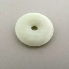 White Agate Bi disc Pendant 1"