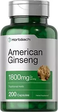 American Ginseng Capsules | 1800 mg | 200 Count | Non-GMO | by Horbaach