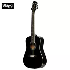 Stagg SA20D 3/4 Size Dreadnought Beginner Acoustic Guitar - Black LEFT HAND