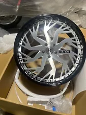 Set of 24 x 10 inch Rucci Rims, Tires and Matching Steering Wheel