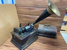 Vtg Phonograph Model D Wax Cylinder Music Player VERY HEAVY WEAR AS IS FOR PARTS