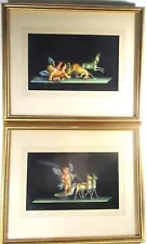 2 ORIGINAL OPAQUE WATERCOLOR PAINTINGS VESUVIUS STYLE CLASSIC ROMAN CUPIDS MINT