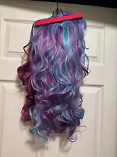 Lace Front Wig Red Underneath Blue & Purple Long Curly Hair Wig in Storage Bag