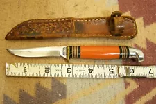 WESTERN BOULDER COLORADO PATD MADE USA BIRD TROUT PATCH SHEATH KNIFE ORANGE