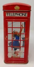 Telephone Booth Money Box Churchill's English Toffees Retro Tin Bright Red Bank