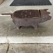 Vintage Cast Iron Pig Hibachi Outdoor Cooking Grill Made For Cracker Barrel