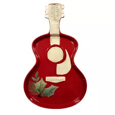 Dolly Parton Red Guitar Ceramic Christmas Serving Platter Holiday Dish Plate