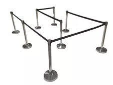 (8) Pack of Retractable Crowd Control Barrier Posts / Stanchions 6'6" Strap