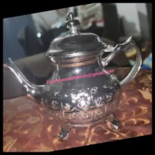 Moroccan royal teapot tea set handmade silver authentic Morocco Medium size