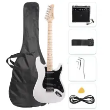 Glarry 39" Electric Guitar for Music Lover Beginner with 20W Amp White