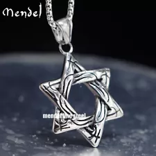 MENDEL Mens Stainless Steel Israel Jewish 6 Point Star of David Pendant Necklace